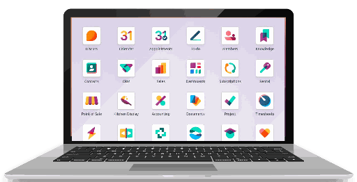 menú de aplicaciones odoo en un portátil